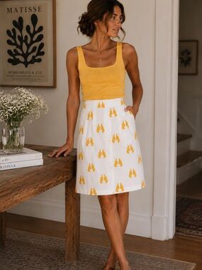 Anthropologie Charlotte Taylor Juggling Figures 100% Silk Skirt